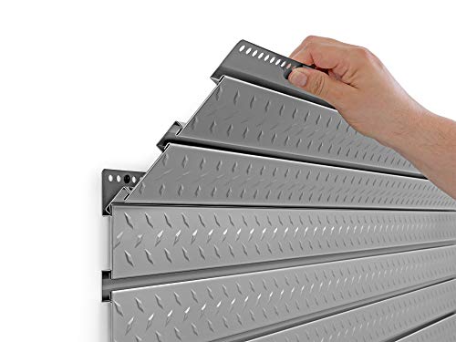 NewAge Products Pro Series 56-Inch x 24.5-Inch Diamond Plate Silver Slatwall Backsplash, Heavy Duty Steel Garage Wall Organizers, 51713