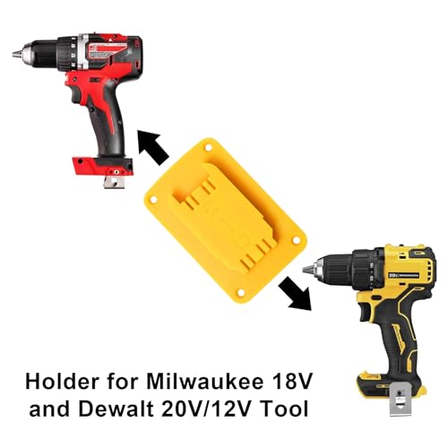 30pas Tool Holders and Battery Holder for Dewalt 20v Wall Mount Hanger Battery Drill Tool Storage Shelf for Milwaukee M18(Yellow)