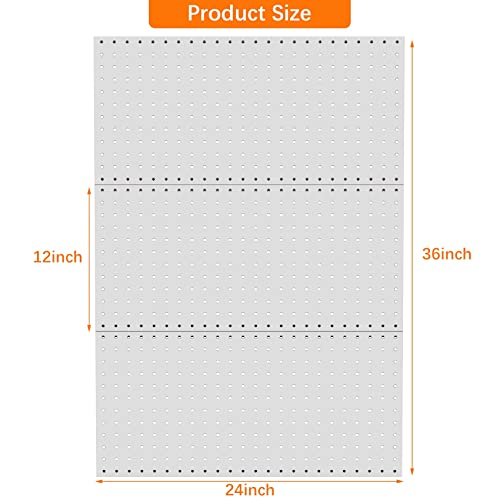 TORACK 3 PCS Metal Pegboard Panels(12x24 inch) for Wall Garage Utility Tools Storage Pegboard for Workbench, Modular Peg Board Tool Organizer Boards(Pack of 3, Grey)
