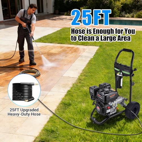 Gas Powered Pressure Washer 4200 PSI Gas Power Washer 4.0 GPM 212CC Commercial High Pressure Washer, with Spray Gun and Extension Wand, 5 Quick Connect Nozzles, Copper Pump,EPA/CARB/ETL (Black)