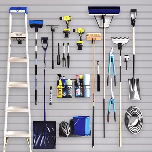 NeatiEase Slatwall Panel Wall Storage Systems, 4 x 8ft Slat Wall Paneling Garage Wall Organizer, Heavy Duty Wall Mounted PVC Wall Rack (Gray)