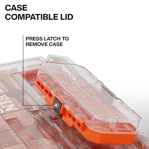 Klein Tools 54400MBX MODbox Tall Compartment Box, Full-Width Tool Organizer, Small Parts Tool Box with 20 Compartments, 9 Removable Bins for Fasteners, Stackable Module
