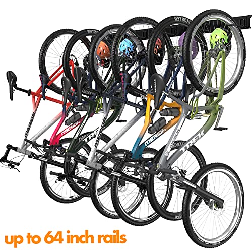 TORACK Bike Storage Rack, 6 Bike Racks & 5 Hooks for Garage, Wall Mount Vertical Bicycles Hanger for Home Space Saving, up to 600lbs, 64-inch