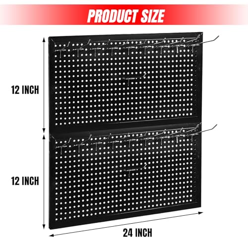 Torin 22 Piece Metal Wall Pegboard Utility Tool Storage System: Modular Pegboard Organizer Board Kit for Optimal Tool Organization in Garage, Workbench, Shop, Shed (Black)