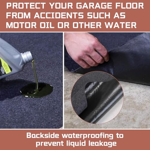 Garage Mats Oversize Garage Floor Paking Mat for Under Car, 7.4 x 8.4 Ft Non-Slip Gray Garage Flooring Carpets, Absorbent Oil Garage Parking Mat, Waterproof Mats