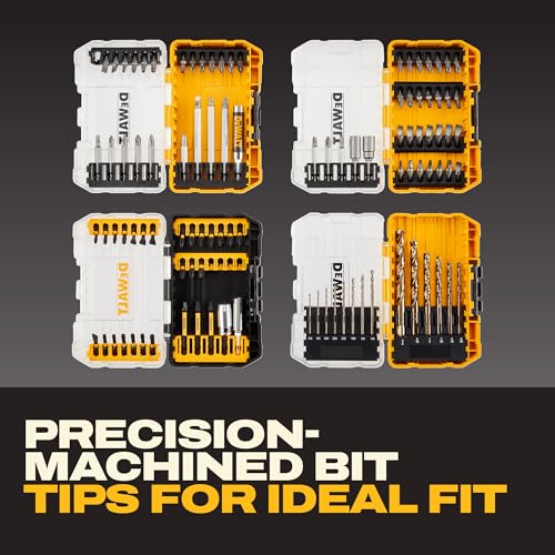 DEWALT Screwdriver Bit Set, 100 Pc Impact Driver Bit Set with Drill Bits, Magnetic Holder and Nut Drivers, FlexTorq Impact Ready, ToughCase Included (DWA2FTS100)