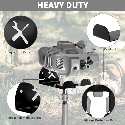Upgraded Trimmer Rack Wall Mount - 8" Heavy Duty Weed Eater Hanger for Garage Wall, Garden Power Tool Holder Organizer Hooks for Grass Trimmer, Hedge Trimmer, Leaf Blower and Chainsaw, Black, 4 Pack
