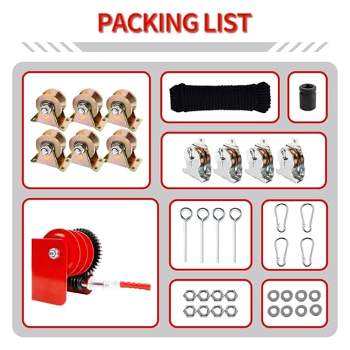 Adjustable Overhead Garage Storage Lift – Heavy Duty Ceiling Mounted Rack System, 300 lbs Capacity Hoist for Garage Organization