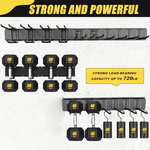 SAMRELAX 64'' Garage Tool Organizer Wall Mount, 18 PCS Adjustable Garden Tool Hanger Rack, Garage Hooks Heavy Duty, Shovel Holder Wall Mount, Storage Hooks for Hanging in Garage