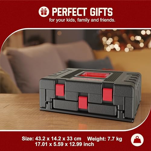 Sundpey Home Tool Kit with Drawer - 379-PCs Portable Complete Household and Auto Repair Tool Set - Hand General Basic Tool Box Storage Case - Full Basic Toolkit for Handyman & Diyer & Homeowner Red