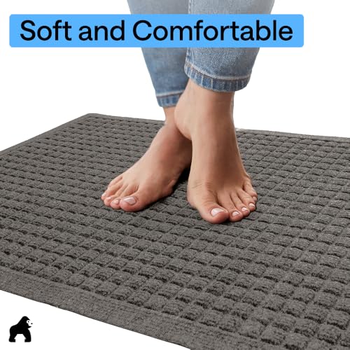 GORILLA GRIP® Ultra Absorbent Front Door Mat Outside Entrance 47x35, Traps Dirt and Moisture, HydroABSORB Indoor Outdoor Doormat Holds Up to 6 Cups Water, Stain and Fade Resistant Welcome Mat Charcoal
