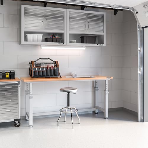 Seville Classics UltraHD Solid Steel Lockable Storage Wall Cabinet w/Adjustable Shelves for Garage, Warehouse, Office, Classroom, 36" W x 12" D x 30" H, Granite