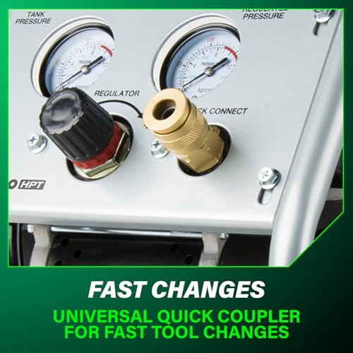 Metabo HPT Quiet Air Compressor, Portable 1 Gallon Oil-Free Air Compressor, Ultra-Quiet Operation at 59 dB, Universal Quick Coupler for Fast Tool Changes, Compact and Lightweight, EC28M
