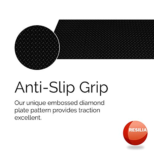 RESILIA Heavy Duty Garage Floor Runner & Protector Mat - Slip Resistant Diamond Plate PVC Mats - Water, Spill, & Stain Resistant, Black (4 feet x 8 feet), Made in The USA