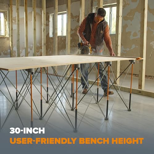 BORA Centipede 30in Folding Work Table - 48 x 96 Portable Workbench with 6000lb Capacity, 15-Strut Collapsible Work Bench for Garage, Mobile Workstation with Storage Bag - No Assembly Required CK15S