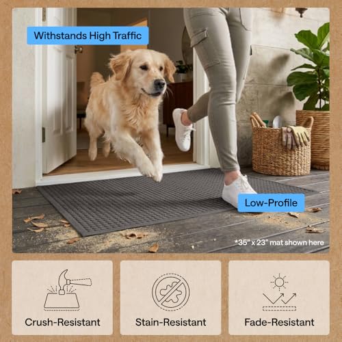 GORILLA GRIP® Ultra Absorbent Front Door Mat Outside Entrance 47x35, Traps Dirt and Moisture, HydroABSORB Indoor Outdoor Doormat Holds Up to 6 Cups Water, Stain and Fade Resistant Welcome Mat Charcoal