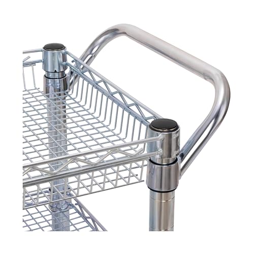 Seville Classics UltraDurable NSF Commercial Heavy Duty Metal Rolling Utility Cart, Handle Bar for Restaurant, Garage, Warehouse, Kitchen, Office, Deep Top Basket (34.8"W x 18.25"D)