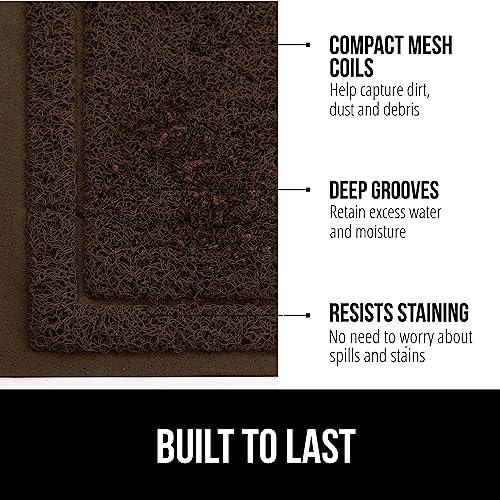 GORILLA GRIP Dirt Grabber Indoor Outdoor Door Mat, 47x35, Durable Mesh Weave Dirt Trapper Doormat for Outside Entrance, High Traffic Mud Scraper, Low Profile for Entry, Heavy Duty Welcome Mat, Brown
