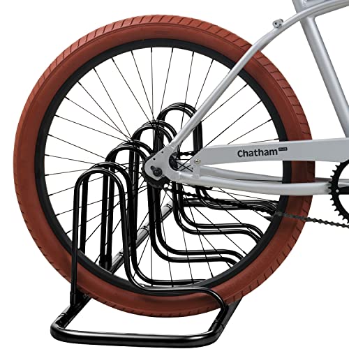 Retrospec Stash Garage Bike Rack, Weather Resistant Fine Powder Steel Coating Fits Wheels up to 3", Black, 4-Bike Rack L:59'' x W:14.5'' x H:14'', Fits 12”-29” wheels & 23C-3.0" tire widths