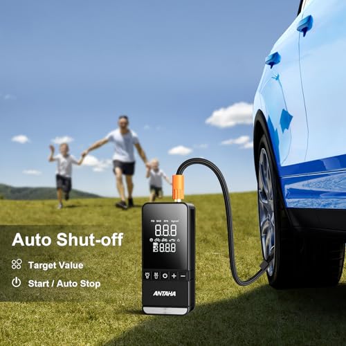 Antaha Tire Inflator Portable Air Compressor, 150 PSI Cordless Smart Air Pump for Car Tires, LED Light & Auto Shut-Off, Tires Pump for Car, Motorcycles, Bikes, Balls, Mini Bike Pump & Car Accessories