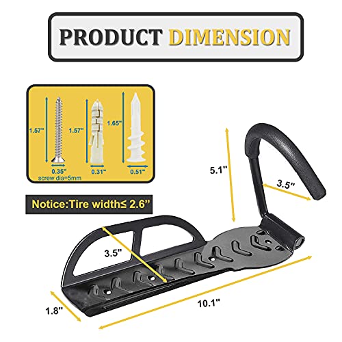Laxama Bike Rack for Garage Wall Mount 4 Pack Vertical Bike Hooks Bicycle Hanging Hooks for Indoor Storage with Non-reversible Hooks