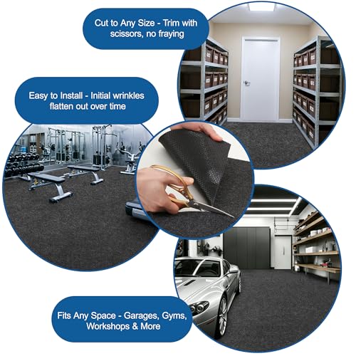 Extra Large Garage Floor Mat 8' 10" x 22' - Premium Felt + Waterproof Backing Thickened and Soft Heavy Duty Oil Absorbent Non-Slip Pad Garage Parking Mats for Floor Large SUVs MPV Pickup Truck RV