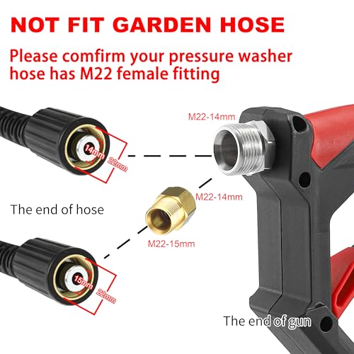 Tool Daily Short Pressure Washer Gun with Foam Cannon, 1/4 Inch Quick Connector, with 5 Pressure Washer Nozzle Tips, 1 Liter