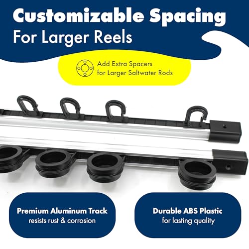 Rush Creek Creations | Fishing Rod Holder, Garage Organization and Wall Storage, for Reels, Gear and Accessories (Vertical/Horizontal Rack)