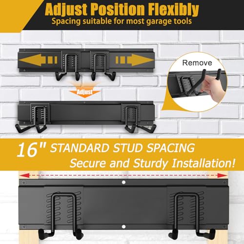 KOFANI Heavy Duty Garage Wall Organizer with 700LB Capacity, 48Inch Garage Tool Organizer Wall Mount and Garden Tool Organizer with Adjustable Tool Rack for Garage Shed Yard Storage