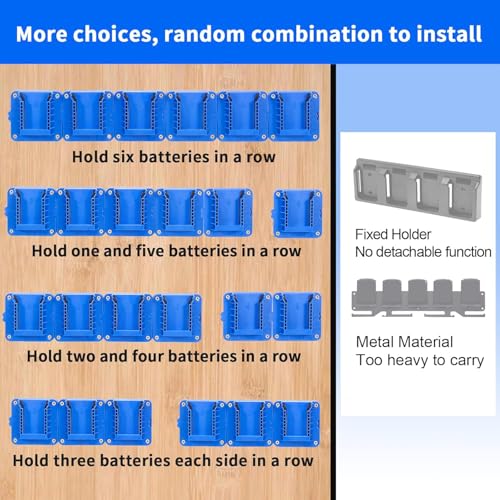 Battery Mount Holder Compatible for Kobalt 24V Max Batteries, Wall Mounts Hanger Fit for KB624-03 KB524-03 KB424-03 KB224-03, Organize Garage/Workshop/Work Truck(6 Pack, w/24 Screws, No Battery)