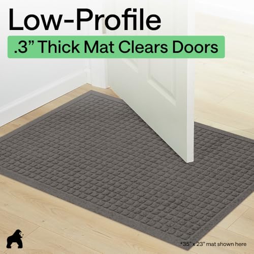 GORILLA GRIP® Ultra Absorbent Front Door Mat Outside Entrance 47x35, Traps Dirt and Moisture, HydroABSORB Indoor Outdoor Doormat Holds Up to 6 Cups Water, Stain and Fade Resistant Welcome Mat Charcoal