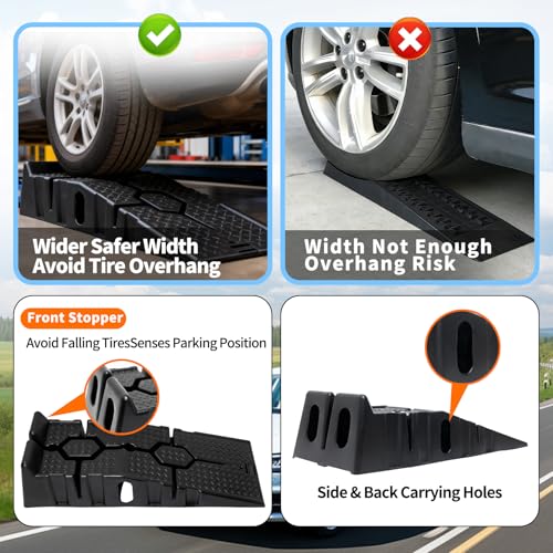 GETTKAOR Portable Plastic Car Ramps - 6600Lbs Capacity Non-Slip Low Profile Car Ramps for Oil Changes,Vehicle Ramps for Tire Replacement & Chassis Maintenance-SUV/Pickup/Sedan,2-Pack.