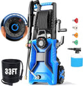commowner Pressure Washer 5000 PSI Adjustable Pressure, Power Wahser Powered with 33ft Pressure Hose, 4 Nozzles and 500ml Foam Cannon, Powerwahser for Home, Car, Blue