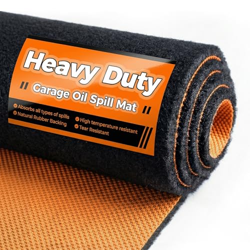 Heavy Duty Oil Spill Mat, Garage Floor Mat for Under Car, 64" X 32", Waterproof, 1/4" Rubber Backing Protects Floor, Reusable, Absorbs All Types of Spills, Oil Absorbent Pads (Black, 64" x 32")