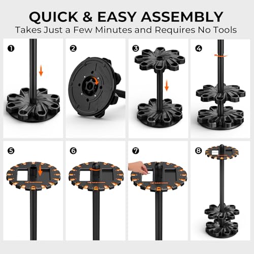 KastKing V16 Rotating Fishing Rod Holder for Garage, Floor Rack Holds Up to 16 Rods & Combos, Space-Saving Pole Organizer with Foam, Durable ABS, Fishing Gear Storage Gift for Men