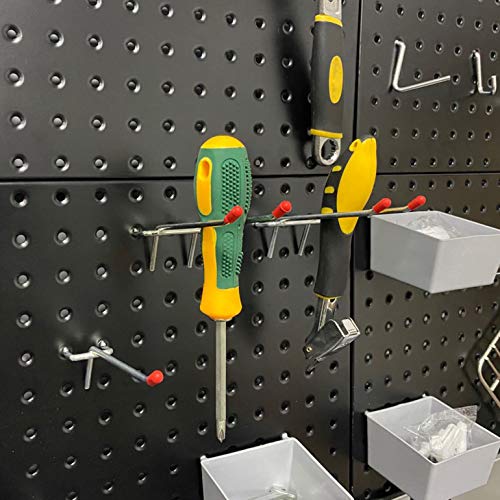 Wallmaster Pegboard Organizer Garage Storage - 48pcs Pegboard Hooks Set, Pegboard Tool Organizer with 48x24 Inch Steel Peg Board & 4 Storage Bins (Black)