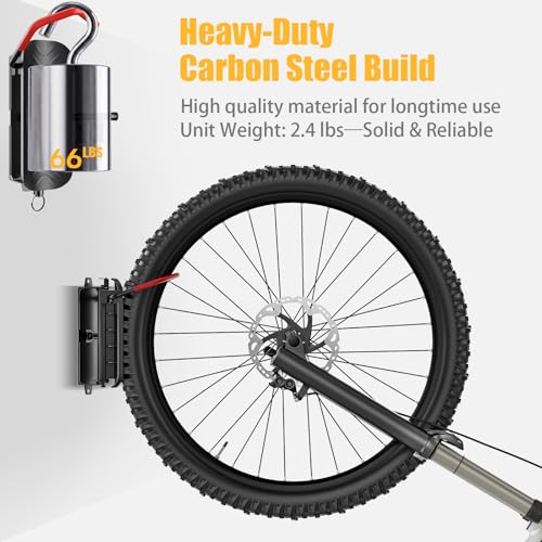 Favoto Swivel Bike Wall Mount (4 Pack) - Family Bike Storage System for Garage, Vertical Bicycle Hanger Fleet, Heavy Duty Space-Saving Wall Hooks for Multiple Bikes, Holds up to 66 lbs Each