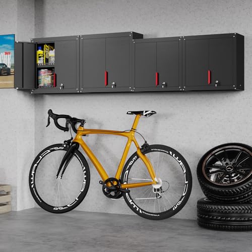 Kelueo 30" Metal Garage Wall Cabinet,Metal Wall Cabinets with Lock & Adjustable Shelf,Wall Mounted Garage Cabinet with Handle & Magnetic Door & Anti-Fall Rails for Repair Shop