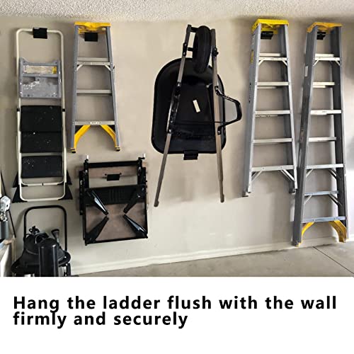 Juformin Heavy-Duty Ladder Hanger-Wall Mount Ladder Hook-Garage Wall Wheelbarrow Hangers-4 Pack