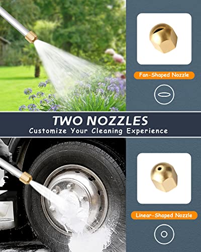 Rerennco Upgraded Jet Nozzle for Garden Hose Power Washer Wand Hydro Jet High Pressure Washer Tools with 2 Different Nozzles and Hose Quick Connectors