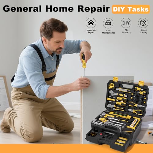 CRESOLVIA 328 Piece Tool Kit for Home,Hand Repair Tool Set,Toolbox Storage Case with Drawer,General Household/Auto Tool Kit,Perfect for Homeowner, DIY, Handyman