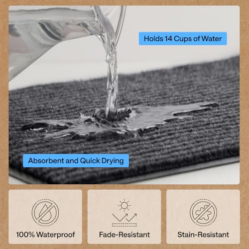 GORILLA GRIP Waterproof Traffic Guard Door Mat, 72x48, Heavy Duty Entryway Mats, Strong Backing Commercial Utility Rugs for Office Hallway, Garage Floor and Home, Low Profile Carpet, Charcoal Gray