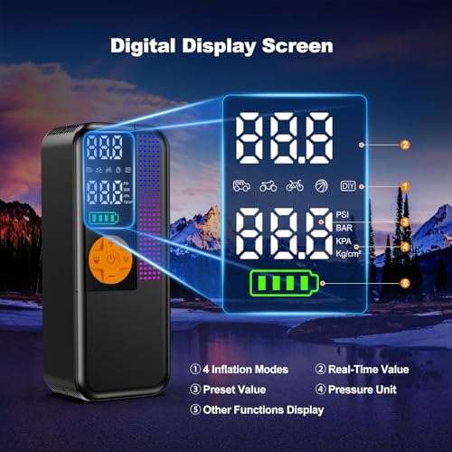 Jump Starter with Air Compressor,5500A Portable Car Battery Booster(All Gas & 10L Diesel) with 150PSI Cordless Auto Tire Inflator,15V Portable Car Battery Jump Starter Box with LCD Display LED Light