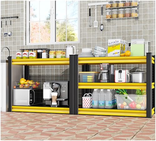 Rufokisa 48" W Garage Shelving Heavy Duty, 1650LBS Loads Adjustable Garage Storage Shelves,3-Tier Metal Storage Racks and Shelving Units, Utility Rack Shelves,48" W x 18" D x 39" H,Yellow
