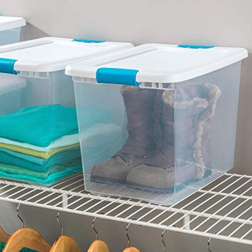 Sterilite 12 Pack 15-Quart & 6 Pack 25-Quart Storage Bins, Stackable Clear Plastic Totes w/ Latch Lids