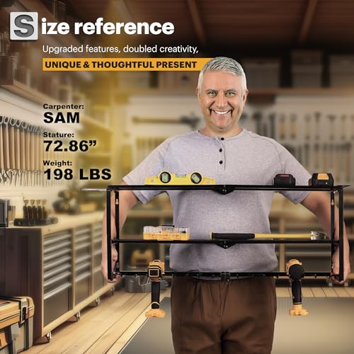 Spampur Power Tool Organizer Wall Mount, 15 Min Assembly & Maximum 100lb load by Heavy Duty Metal, 8 Drill Holder, 3 Layers Garage organization and Storage Rack, Tool Shelf With Battery Holder
