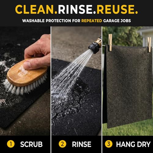 Golener Oil Spill Mat - 36”x59” Garage Floor Mat for Under Car, Absorbent Oil Mat, Rubber Floor Mats, Waterproof, Contain Liquid, Protect Garage Surface from Spills, Reusable, Washable, Durable, Black