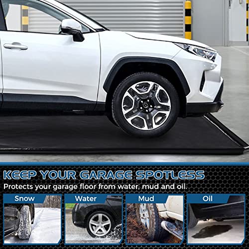 JDGG Waterproof Garage Floor Mat for Under Car, 7'9"x18' Heavy Duty Containment Mat with Free Floor Squeegee, Protects Garage Floor from Snow, Slush, Water, Mud and Oil
