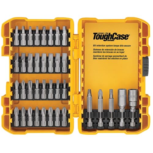 DEWALT Screwdriver Bit Set, 100 Pc Impact Driver Bit Set with Drill Bits, Magnetic Holder and Nut Drivers, FlexTorq Impact Ready, ToughCase Included (DWA2FTS100)