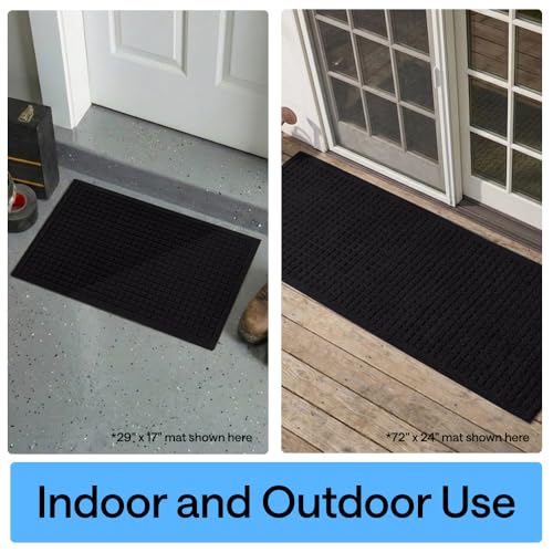 GORILLA GRIP® Ultra Absorbent Front Door Mat Outside Entrance, Traps Dirt and Moisture, HydroABSORB Indoor Outdoor Doormat Holds Up to 1.7 Cups Water, Stain and Fade Resistant Welcome Mat, 29x17 Black